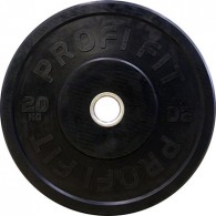 Диск для штанги каучуковый, черный, PROFI-FIT D-51, 20 кг